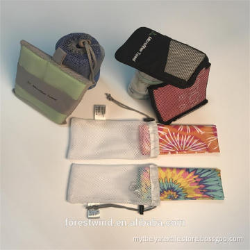 Hot Sell Custom Mesh Bag With Suede Microfiber Sport Towel